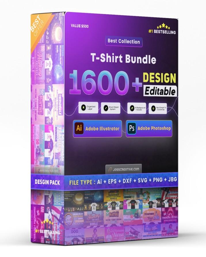 T-Shirt Design Mega Pack – 1600+ Customizable Graphics Design